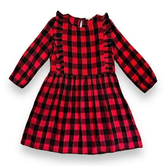 Crewcuts | Ruffle-Trim Buffalo Plaid Flannel Dress (12) ❤️🖤 - Picture 1 of 7